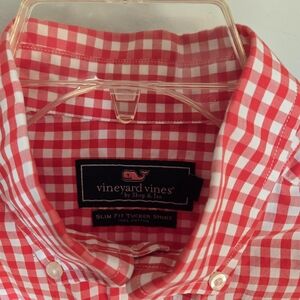 Vineyard Vines MensRed and White Checkered Shirt M